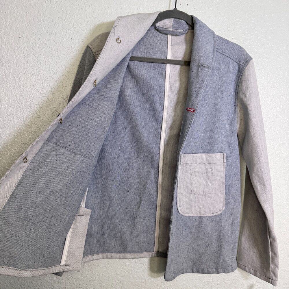 Imperfects Shepards Jacket Mens Patchwork Mix Denim Shirt Chore Coat Shacket View 3